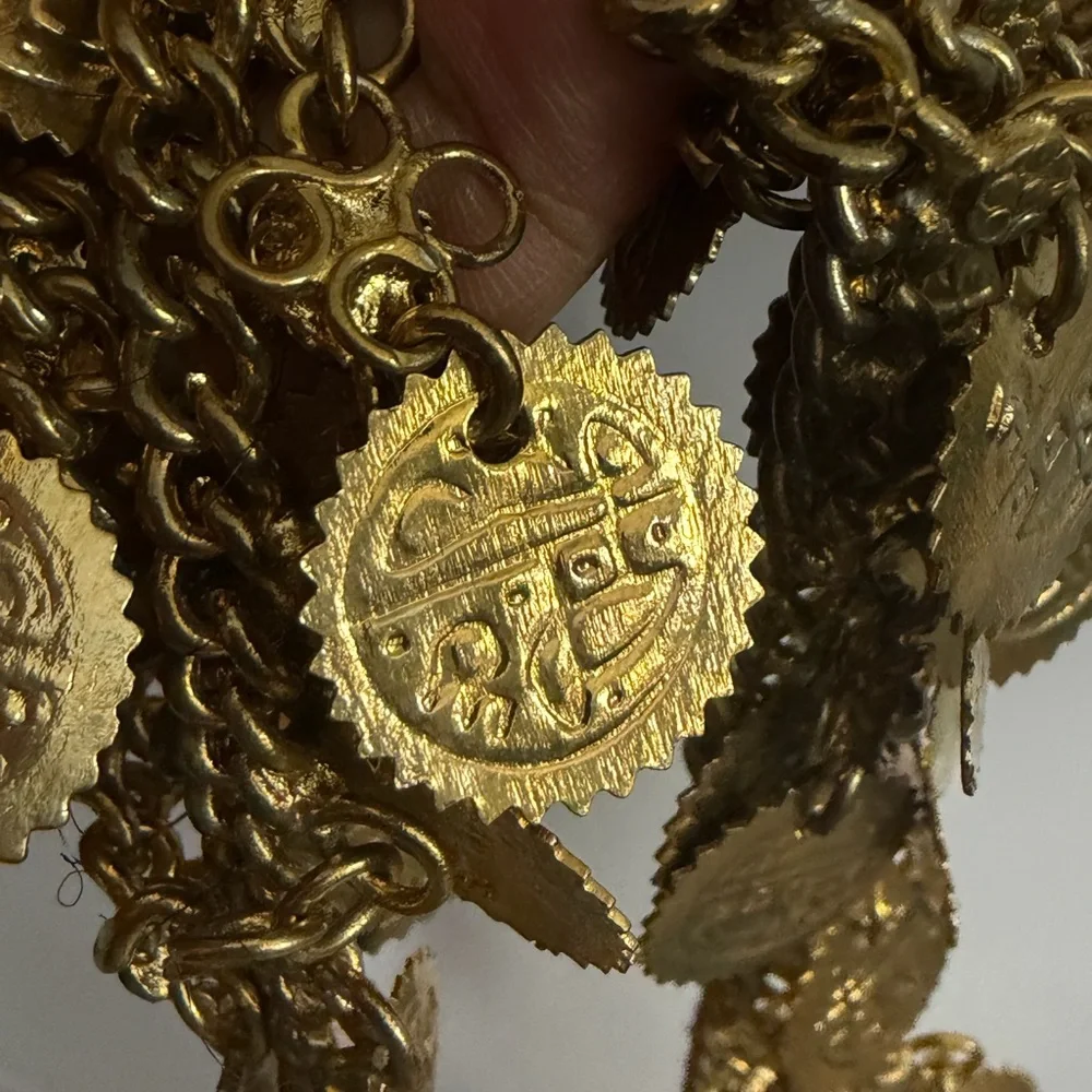 Women’s Gold Coin Metal Chain Belt Belly Dancing Gypsy Adjustable OS